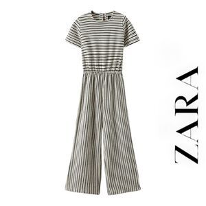 ZARA Kids | White/Navy | STRIPED RUSTIC FULL LENGTH JUMPSUIT
